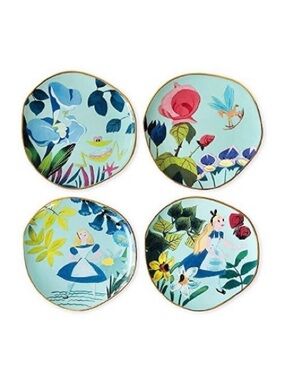 Alice in Wonderland 70th Years Anniversary by Mary Blair 4 piece plate set NWT